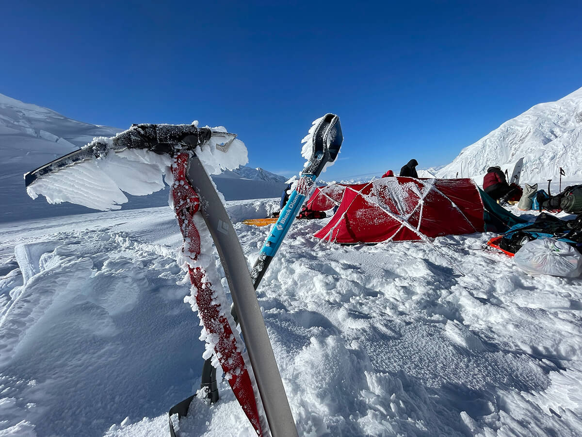frozen mountain climbing equipment